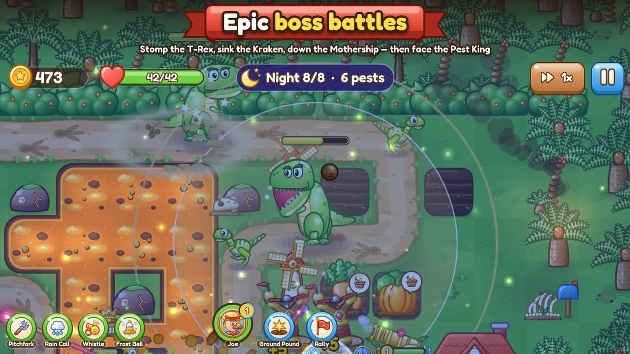 A boss fight against the T-Rex